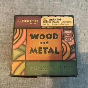 Lesong Wood and Metal Brain Teaser Puzzle Set New With Instructions